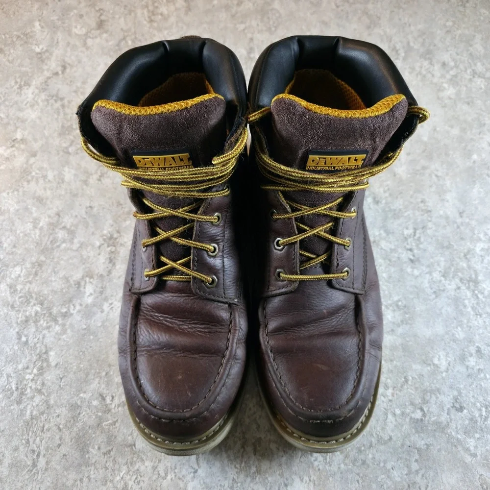 DeWALT Men's Moc‎ Toe Work Boots 10 W DXWP10034 Soft Toe Laces Up Brown Leather